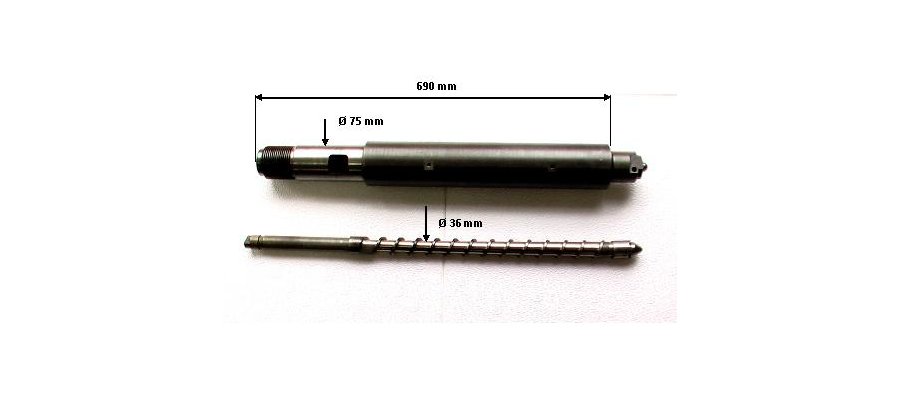 Układ wtryskowy do wtryskarki PT 100 ślimak + cylinder - zdjęcie