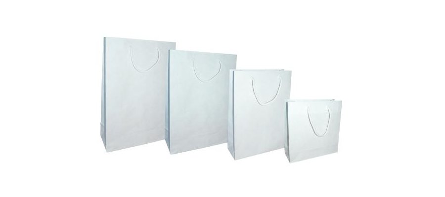 Torby papierowe ekolux białe 24 x 9 x 33 cm - zdjęcie