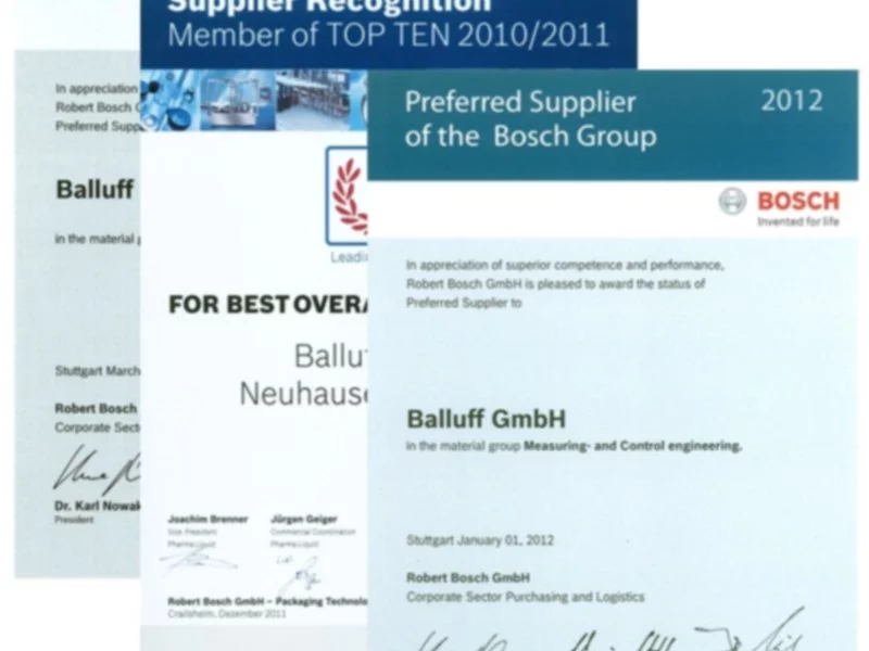 Balluff otrzymuje trzecie wyróżnienie od firmy Bosch - zdjęcie