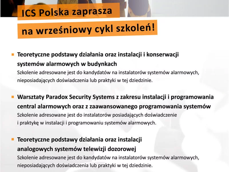 ICS Polska zaprasza na wrześniowy cykl szkoleń - zdjęcie