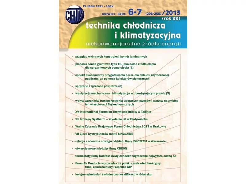 Nowy numer "Technika Chłodnicza i Klimatyzacyjna" 6-7(208-209)/2013 zdjęcie