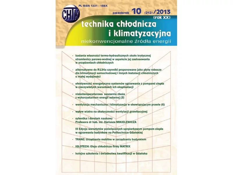 Nowy numer "Technika Chłodnicza i Klimatyzacyjna" 10(212)/2013 zdjęcie