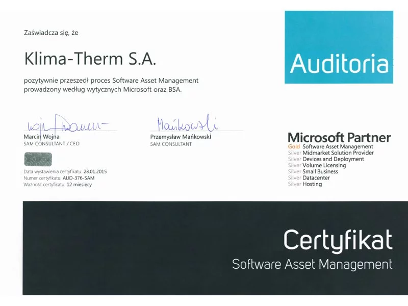 Software Asset Management (SAM) w Grupie KLIMA-THERM zdjęcie