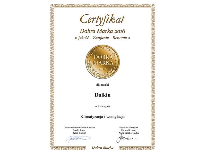 Daikin laureatem wyróżnienia Doba Marka 2016 zdjęcie