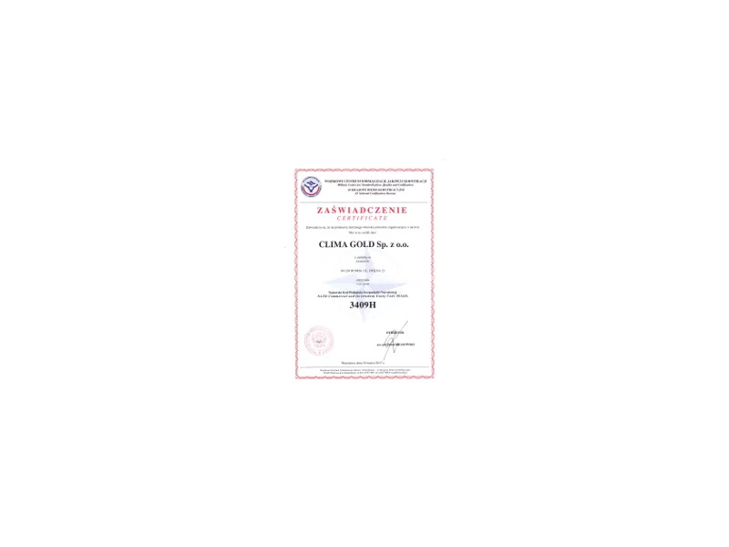 Certyfikat NATO (NCAGE) dla Clima Gold Sp. z o.o. zdjęcie