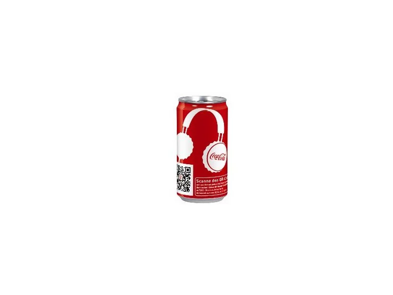 Pełne energii multimedialne orzeźwienie: Kod QR na nowych stylowych puszkach Coca-Coli zdjęcie