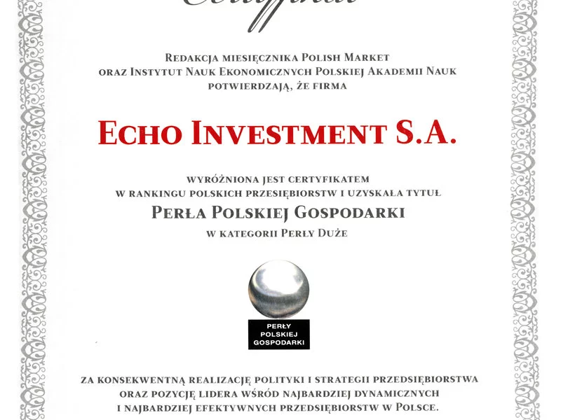 Echo Investment „Perłą Polskiej Gospodarki” - zdjęcie