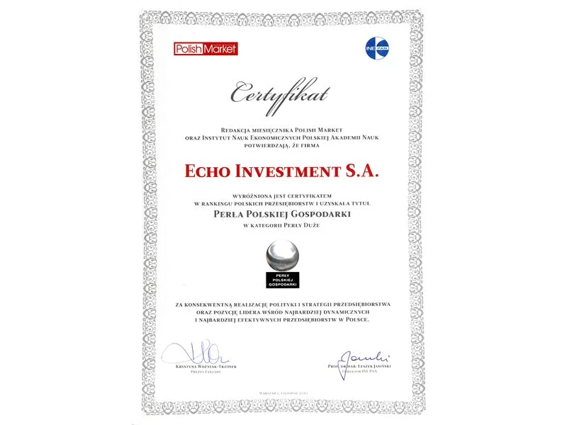 Echo Investment &#8222;Perłą Polskiej Gospodarki&#8221; zdjęcie