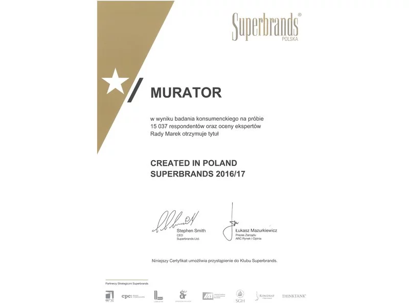 MURATOR z tytułem Created In Poland Superbrands 2016/17 zdjęcie