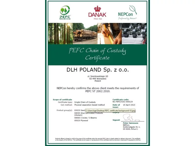 Produkty firmy DLH Poland posiadają certyfikat PEFC zdjęcie
