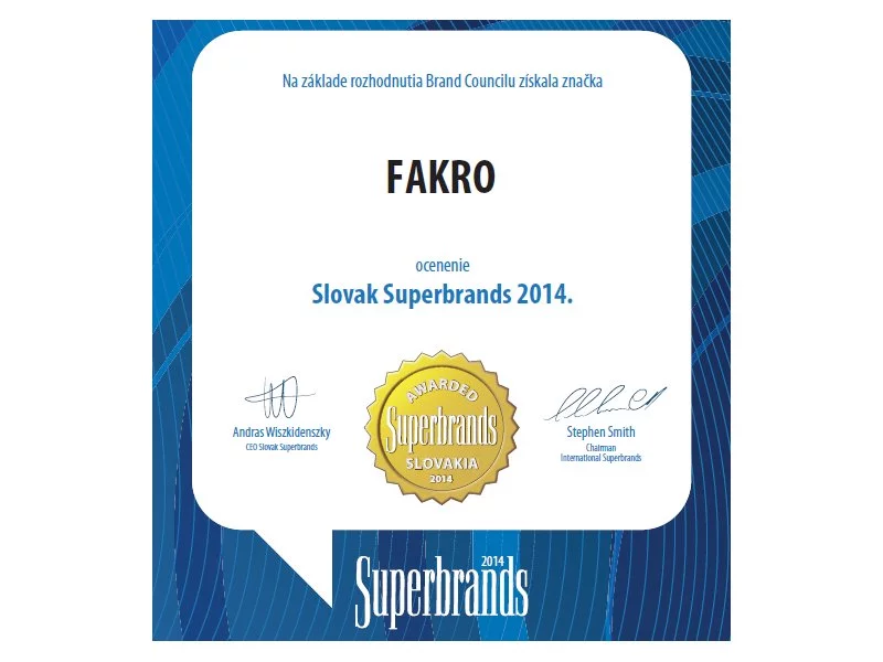 Marka FAKRO otrzymała nagrodę Superbrands 2014 na Słowacji zdjęcie