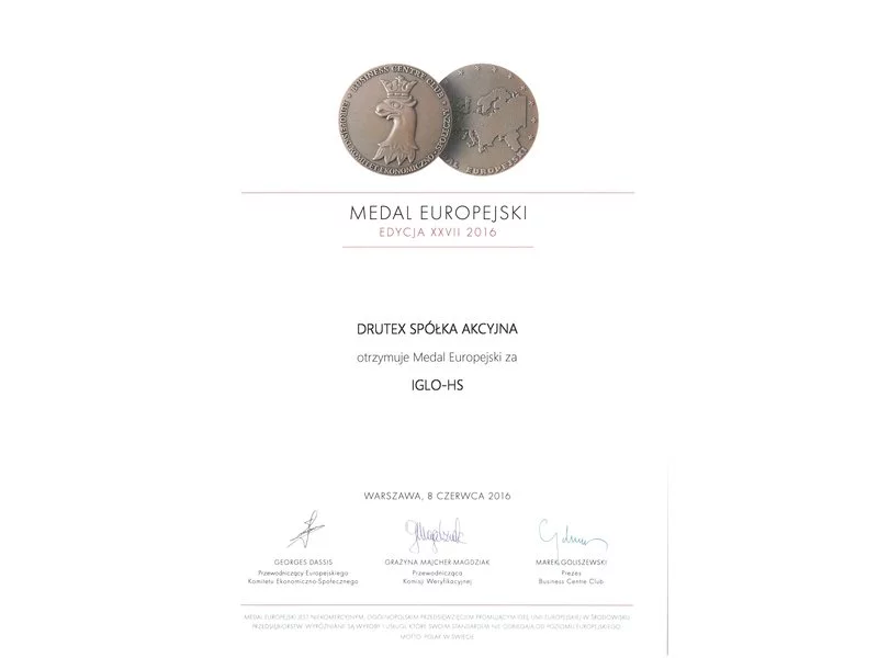 Medal Europejski dla DRUTEX-u zdjęcie