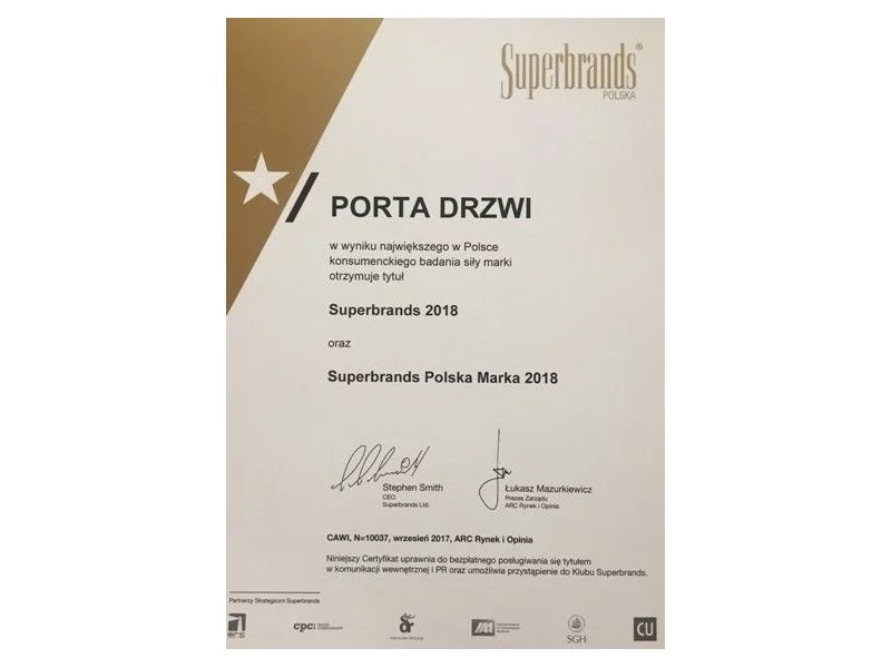 Porta Drzwi z tytułem Superbrands 2018 zdjęcie