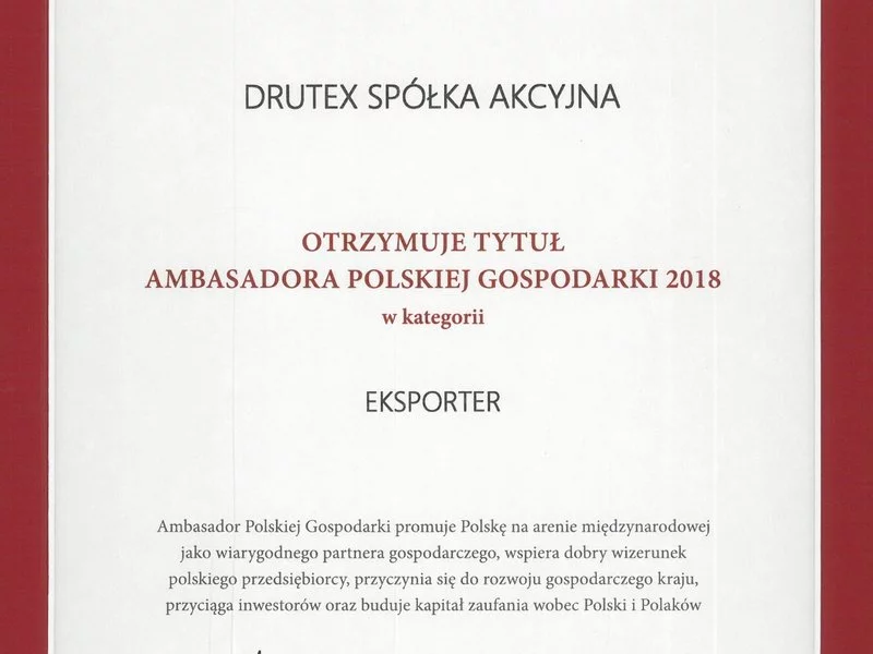 Drutex z tytułem Ambasadora Polskiej Gospodarki. - zdjęcie