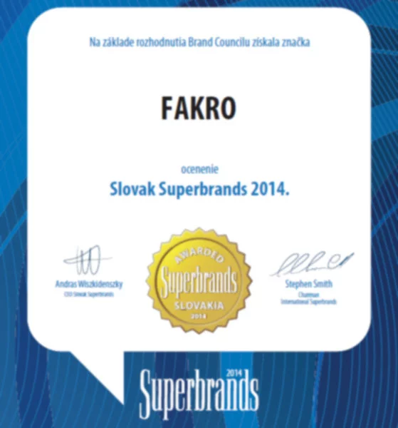 Marka FAKRO otrzymała nagrodę Superbrands 2014 na Słowacji - zdjęcie