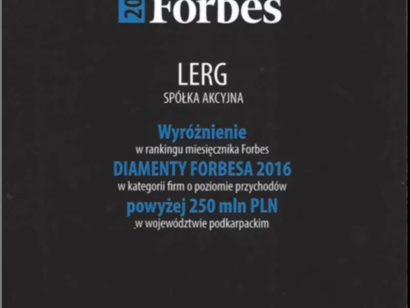 Dynamiczny rozwój LERG wyróżniony tytułem „Diamenty Forbesa” 2016 - zdjęcie