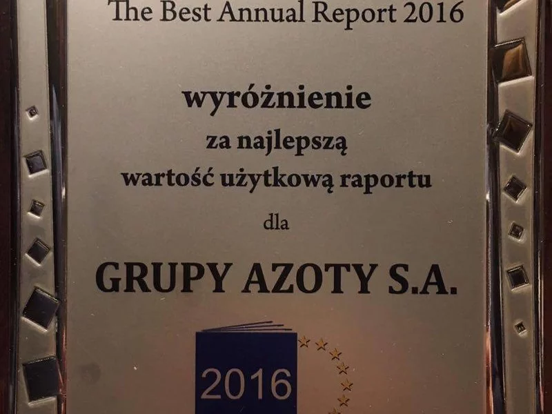 Grupa Azoty S.A. z wyróżnieniem w konkursie „The Best Annual Report” - zdjęcie