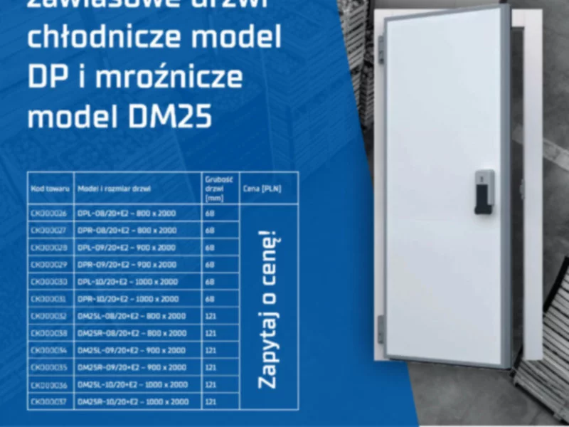 Promocyjne ceny na zawiasowe drzwi chłodnicze model DP i mroźnicze model DM25 - zdjęcie