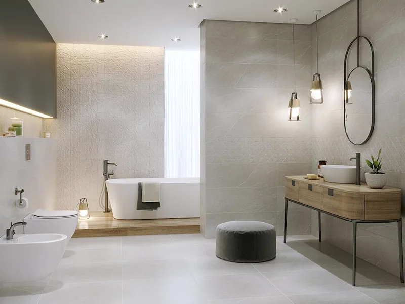 Łazienka z marmurem – pomysły na wyjątkowe wnętrza z płytkami Opoczno - zdjęcie