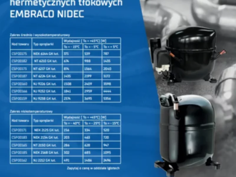 Promocja na wybrane modele sprężarek hermetycznych tłokowych EMBRACO NIDEC - zdjęcie