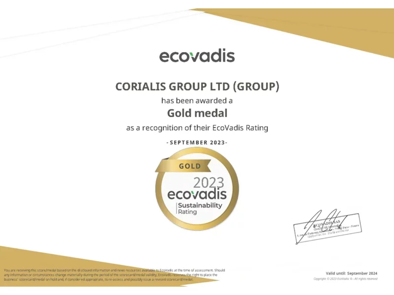 Złoty medal od EcoVadis dla Grupy Corialis zdjęcie
