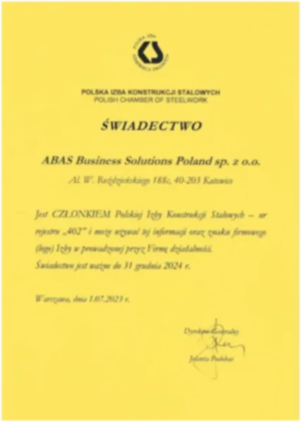 abas Business Solutions Poland: wiodący dostawca systemów ERP dla produkcji członkiem Polskiej Izby Konstrukcji Stalowych - zdjęcie