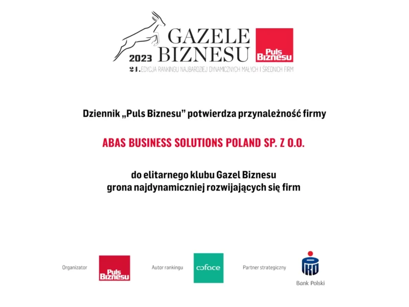 abas Business Solutions Poland uhonorowane prestiżowym tytułem Gazele Biznesu 2023 - zdjęcie