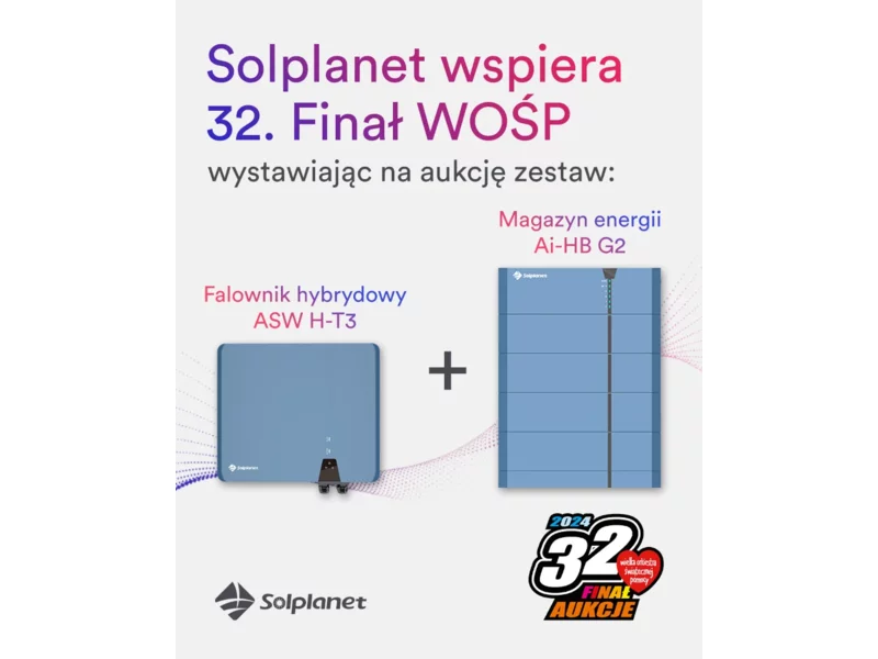 Solplanet gra z WOŚP! Falownik i magazyn energii do wylicytowania na aukcji zdjęcie