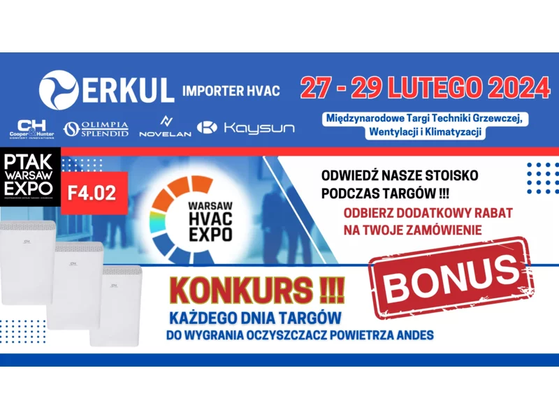 ERKUL - Zaprasza na Targi Warsaw HVAC - PTAK EXPO / 27-29.02.2029 zdjęcie