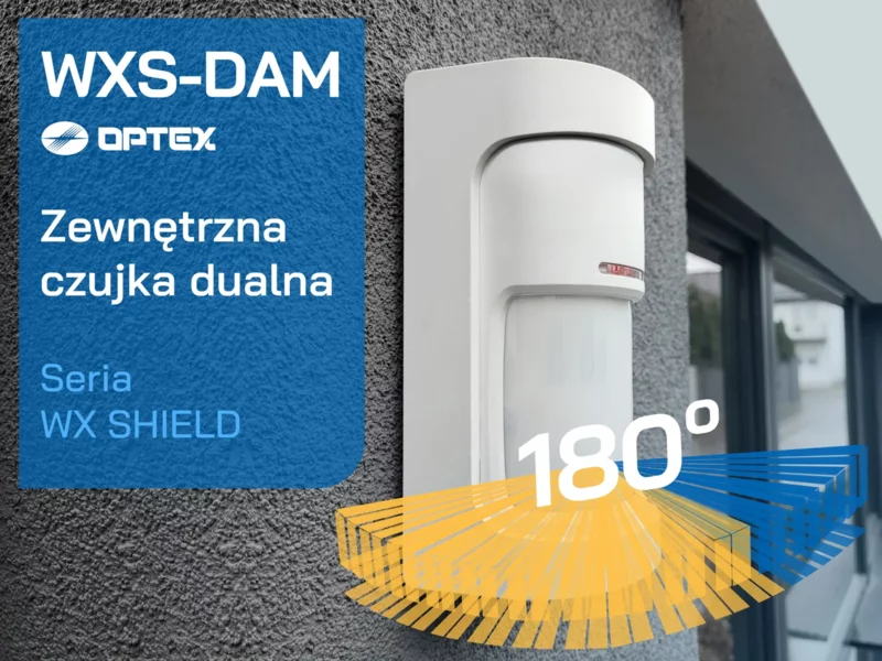 WXS-DAM OPTEX - zaawansowana i uniwersalna, zewnętrzna czujka ruchu z najszerszym polem detekcji do systemów alarmowych - zdjęcie