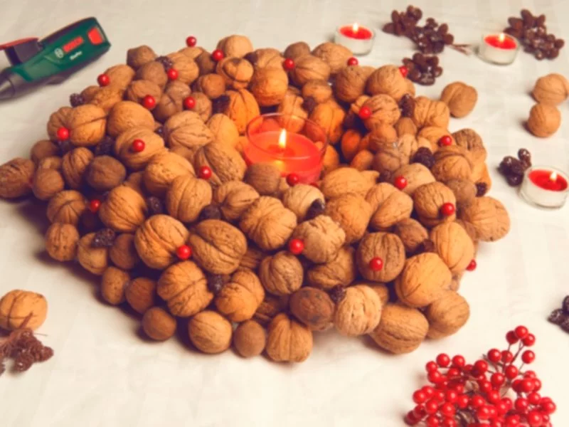 Zrób to sam: świąteczny wianek z orzechów włoskich - zdjęcie