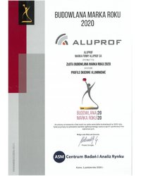 Złota Budowlana Marka Roku 2020 w kategorii Profile okienne aluminiowe - zdjęcie