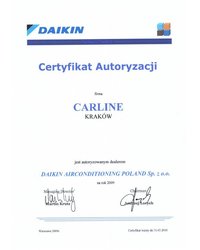 Certyfikat Autoryzacji Daikin 2009 - zdjęcie