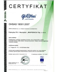 Certyfikat OHSAS 18001:2007 - zdjęcie