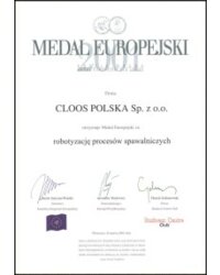 Medal Europejski, marzec 2001. Za robotyzację procesów spawalniczych. - zdjęcie