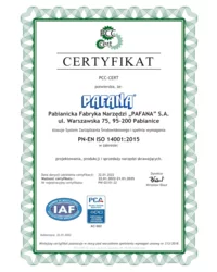 Certyfikat PCC-Cert PN-EN ISO 14001:2015 - zdjęcie