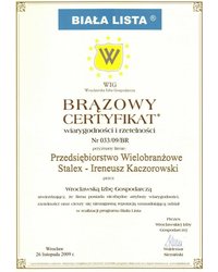 Brązowy Certyfikat wiarygodności i rzetelności - zdjęcie