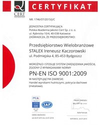 Certyfikat PN-EN ISO 9001:2009 - zdjęcie