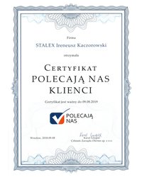 Certyfikat Polecają nas Klienci - zdjęcie