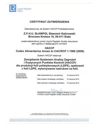 Certyfikat HACCP - zdjęcie
