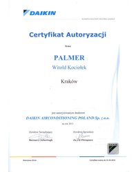 Certyfikat Autoryzacji - DAIKIN AIRCONDITIONING POLAND SP. Z O.O - zdjęcie