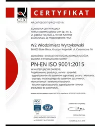 Certyfikat PN-EN ISO 9001:2015 (2019) - zdjęcie
