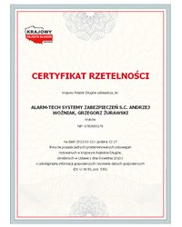 Certyfikat Rzetelności - zdjęcie