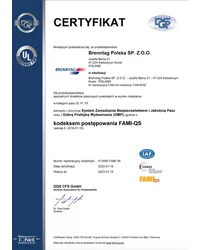 Certyfikat FAMI-QS	 2020 - zdjęcie