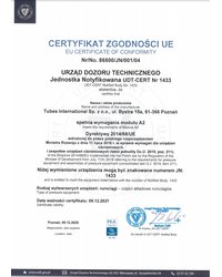 Certyfikat CE Tubes International - zdjęcie