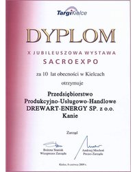 Dyplom za 10 lat obecności w Kielcach (SacroExpo 2009) - zdjęcie