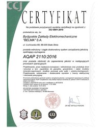 Certyfikat AQAP 2110:2016 (2018) - zdjęcie