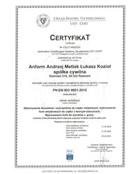 Certyfikat PN-EN ISO 9001:2015 - zdjęcie