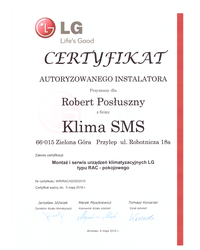 Certyfikat Autoryzowanego Instalatora 2015 LG - zdjęcie