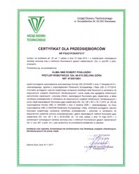 Certyfikat dla przedsiębiorców NR FGAZ-P/29/0073/17 - zdjęcie